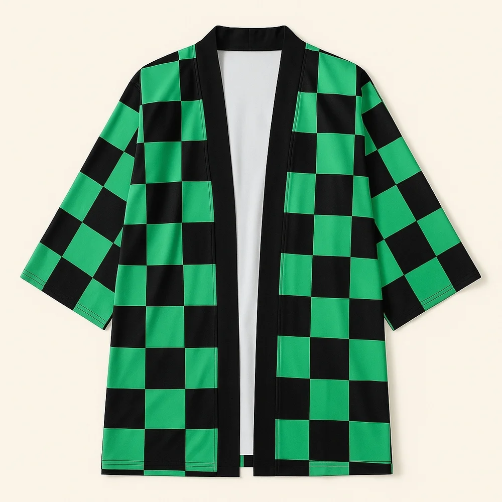 Demon Slayer Tanjiro Kamado Earrings & Kimono Robe Cosplay Set – (M/L & L/XL) - Picture 5 of 7